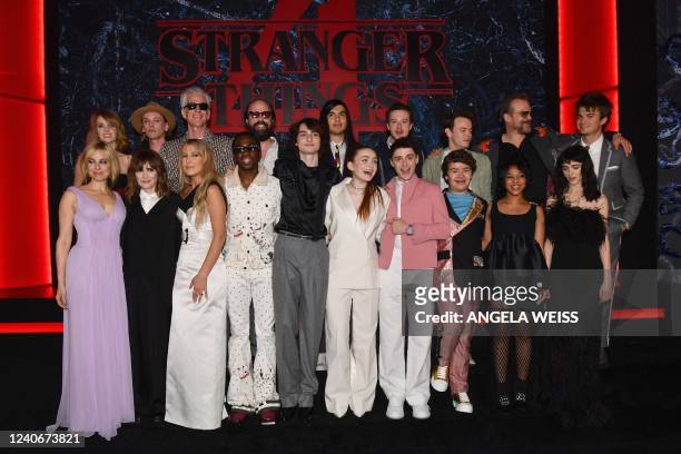 The cast of "Stranger Things" attends season 4 premiere at Netflix Brooklyn in New York City on May 14, 2022.