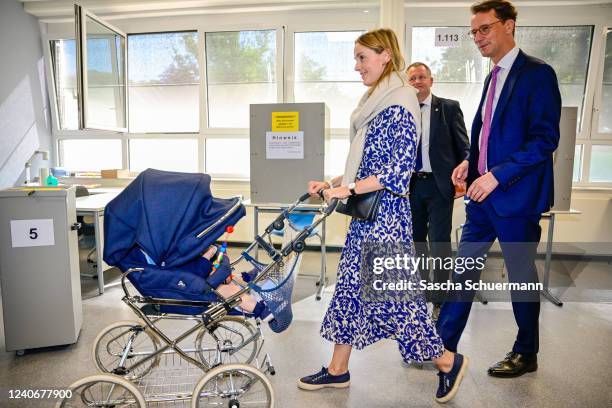 Hendrik Wuest, incumbent and lead candidate of the German Christian Democrats , arrives to cast his ballot in state elections in North...