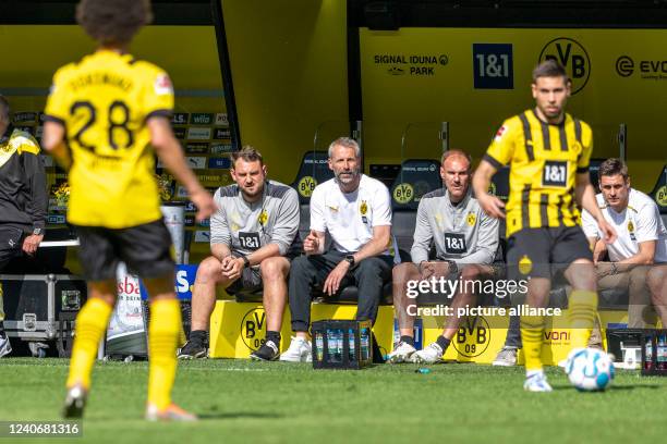 May 2022, North Rhine-Westphalia, Dortmund: Soccer: 1st Bundesliga, Borussia Dortmund - Hertha BSC, Matchday 34, Signal-Iduna-Park: Dortmund's...