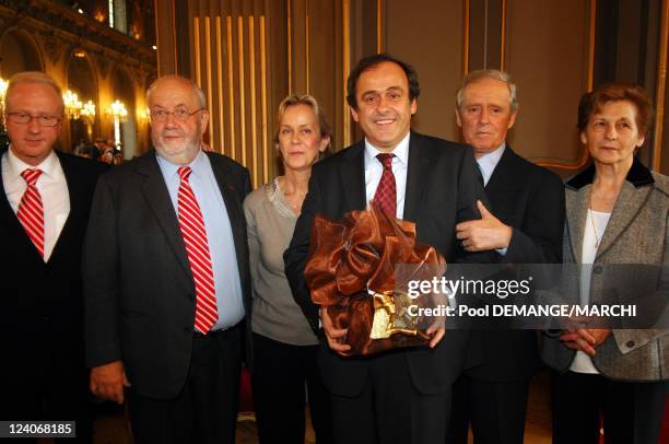 The football club of AS Nancy Lorraine celebtrate their 40 years In Nancy, France On November 03, 2007- Jacques Rousselot, Andre Rossinot, Chrsitelle...