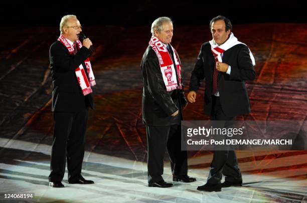 The football club of AS Nancy Lorraine celebtrate their 40 years In Nancy, France On November 03, 2007- Jacques Rousselot, Aldo Platini and Michel...