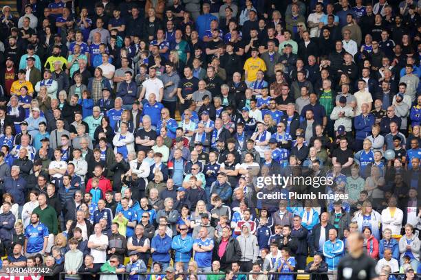 Leicester City fans during the Premier League match between Watford and Leicester City at Vicarage Road on May 15, 2022 in Watford, United Kingdom.