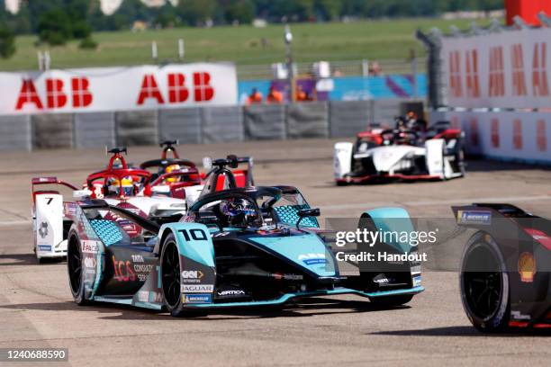 In this handout from Jaguar Racing, Sam Bird of Great Britain, Jaguar TCS Racing, Jaguar I-TYPE 5, leads Sergio Sette Camara , Dragon | Penske...