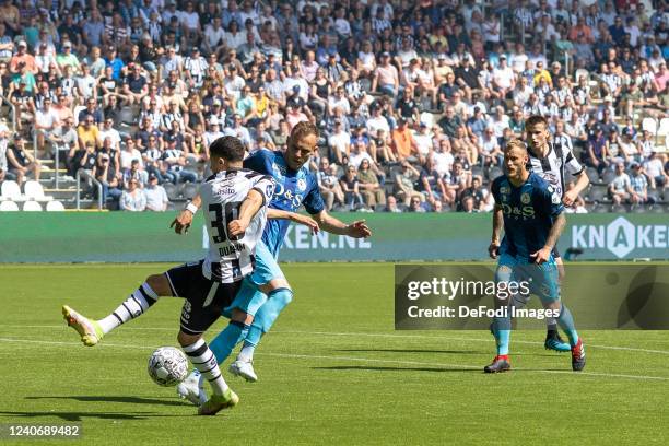 Anas Ouahim of Heracles Almelo and Lennart Thy of Sparta Rotterdam battle for the ball during the Dutch Eredivisie match between Heracles Almelo and...