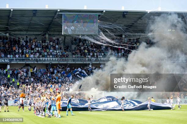 Fans of Heracles Almelo looks on prior to the Dutch Eredivisie match between Heracles Almelo and Sparta Rotterdam at Erve Asito on May 15, 2022 in...