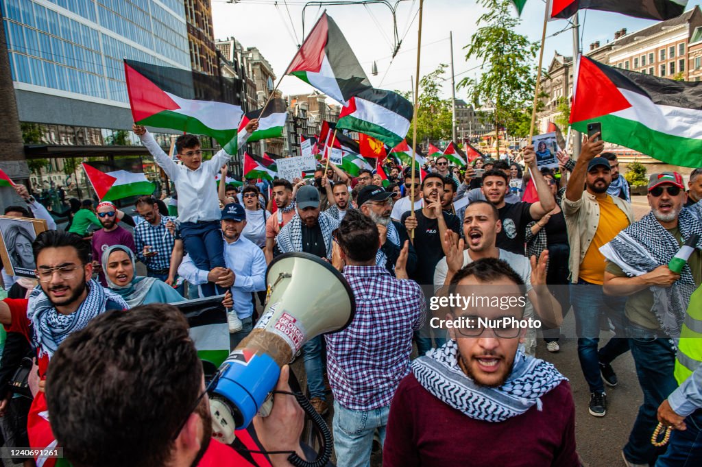 Palestinian Flags March Held In Amsterdam