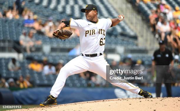 Jose Quintana of the Pittsburgh Pirates delivers a pitch in the second inning during the game against the Cincinnati Reds at PNC Park on May 15, 2022...