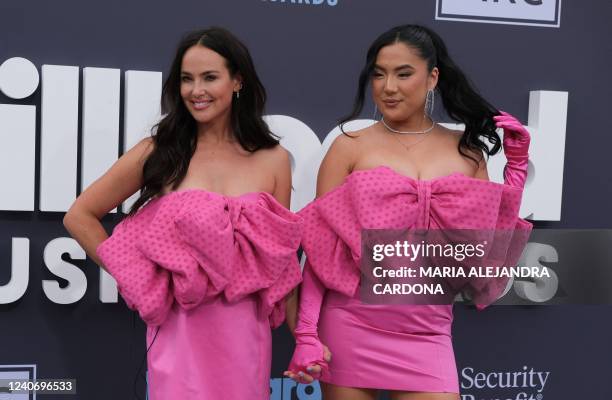 Social media personalities Janette Ok and Chloe Wilde attend the 2022 Billboard Music Awards at the MGM Grand Garden Arena in Las Vegas, Nevada, May...