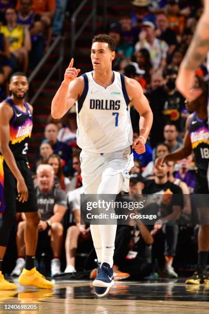 Dwight Powell of the Dallas Mavericks celebrates during Game 7 of the 2022 NBA Playoffs Western Conference Semifinals on May 15, 2022 at Footprint...