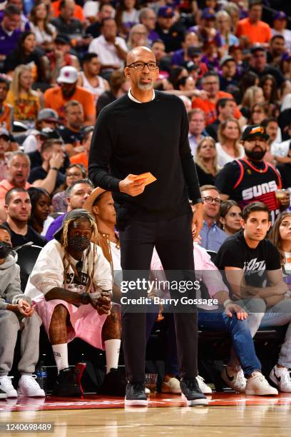 Head Coach Monty Williams of the Phoenix Suns looks on during Game 7 of the 2022 NBA Playoffs Western Conference Semifinals on May 15, 2022 at...