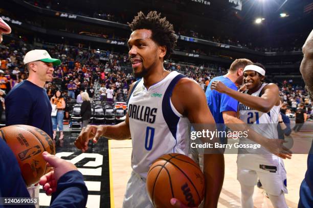 Sterling Brown of the Dallas Mavericks smiles after Game 7 of the 2022 NBA Playoffs Western Conference Semifinals on May 15, 2022 at Footprint Center...