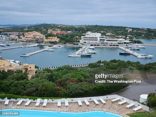 Boat docking station where DillBar, Oligarch Alisher Usmanov s yatch used to be kept in the middle of Porto Cervo, Sardinia on May 5, 2022.