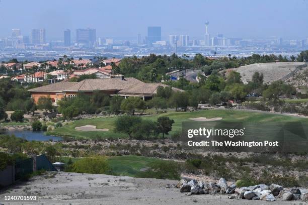 Downtown Las Vegas is seen on Wednesday August 25, 2021 from Henderson, NV. The city draws water from the Colorado River. It has implemented ways to...