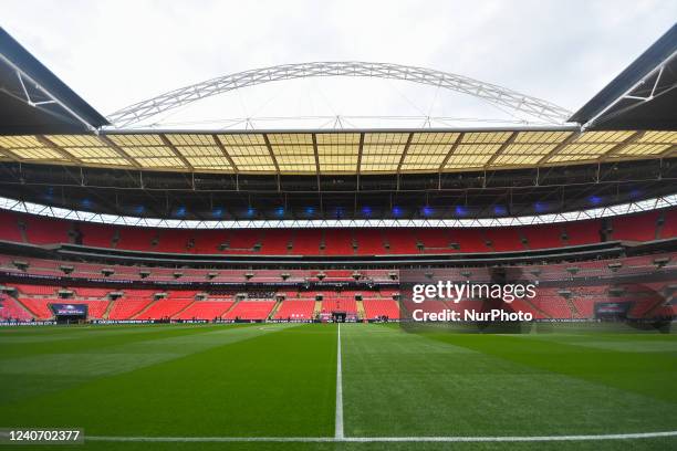 General view of the stadium before the Women's FA Cup Final between Chelsea and Manchester City at Wembley Stadium, London on Sunday 15th May 2022.