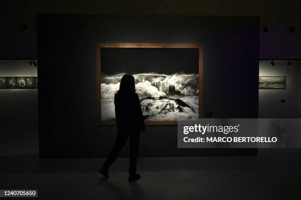 Woman visits the exhibition 'Fragile Wonder: A journey into changing nature' at the Gallerie dItalia Torino museum in the northern city of Turin on...