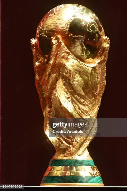 The World Cup Trophy is on display at Sheikh Jaber Al Ahmed Cultural Centre after it was brought to Kuwait within the 2022 FIFA World Cup Trophy Tour...