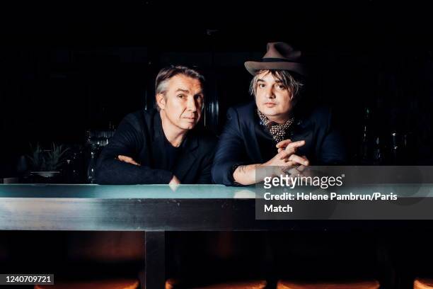 Songwriter Frederic Lo and singer Pete Doherty are photographed for Paris Match on March 16, 2022 in Paris, France.