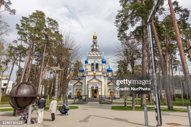 General view of the Jomas street the main pedestrian area in the city with a Orthodox church in the center of the frame is seen in Jurmala , Latvia...