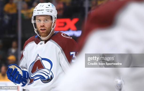 Colorado Avalanche winger J.T. Compher is shown during Game 4 of the first round of the Stanley Cup Playoffs between the Nashville Predators and...