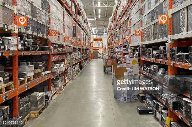 The empty Flooring aisle at The Home Depot in Annapolis, Maryland, on May 16 as Americans brace for summer sticker shock as inflation continues to...