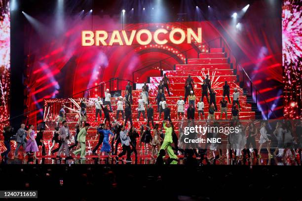 NBCUniversal Upfront in New York City on Monday, May 16, 2022 -- Pictured: Tom Colicchio, Gail Simmons, Top Chef; Tom Schwartz, Tom Sandoval, Ariana...