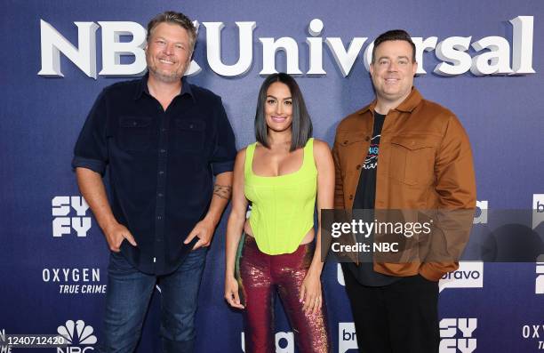 Entertainment's 2022/23 New Season Press Junket in New York City on Monday, May 16, 2022 -- Pictured: Blake Shelton, Nikki Bella, Carson Daly,...