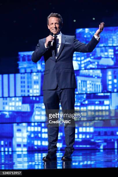 NBCUniversal Upfront in New York City on Monday, May 16, 2022 -- Pictured: Seth Meyers, Late Night with Seth Meyers on NBC --