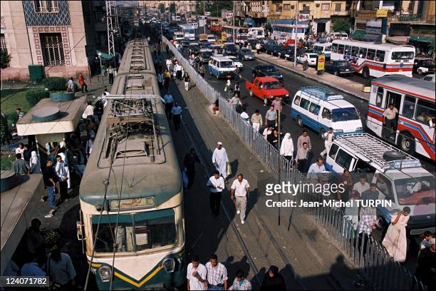 Cairo's Ramsis St: the world's most polluted street, Egypt In July, 2002 - Train stops at Ramsis Station.
