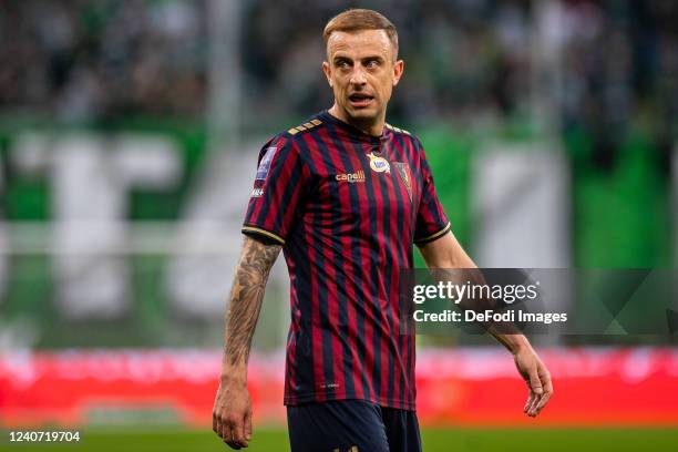 Kamil Grosicki of Pogon Szczecin looks on during the Polish Ekstraklasa match betweeen Lechia Gdansk and Pogon Szczecin at PGE Arena on May 14, 2022...