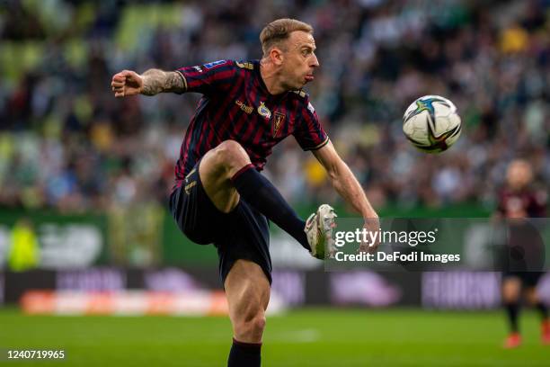 Kamil Grosicki of Pogon Szczecin controls the ball during the Polish Ekstraklasa match betweeen Lechia Gdansk and Pogon Szczecin at PGE Arena on May...