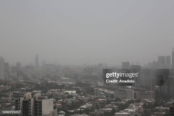 General view of the city covered with smog as air pollution increased in Tehran, Iran on May 17, 2022. Due to the high levels of air pollution in...