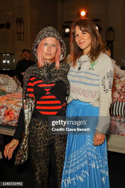 Henri Bergmann aka DJ Henri and Fuschia Kate Sumner attend the Preen by Thornton Bregazzi Breakfast in Bed collection show during Kornit Fashion...