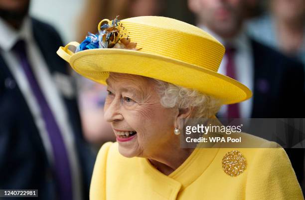 Queen Elizabeth II attends the Elizabeth line's official opening at Paddington Station on May 17, 2022 in London, England.