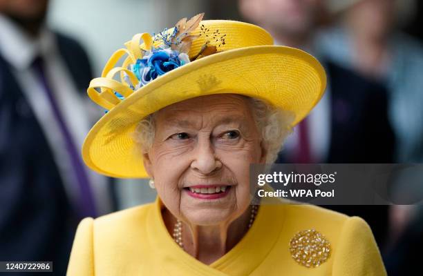 Queen Elizabeth II attends the Elizabeth line's official opening at Paddington Station on May 17, 2022 in London, England.