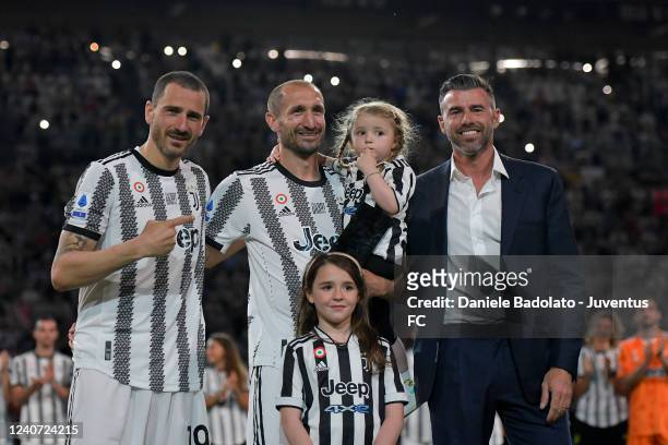 Giorgio Chiellini, Leonardo Bonucci, Andrea Barzagli of Juventus during the Serie A match between Juventus and SS Lazio at Allianz Stadium on May 16,...