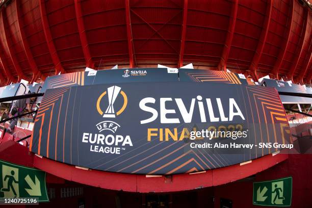 General Stadium View during a Rangers Europa League Final Media Access at the Ramon Sanchez Pizjuan Stadium, on May 17 in Seville, Spain.