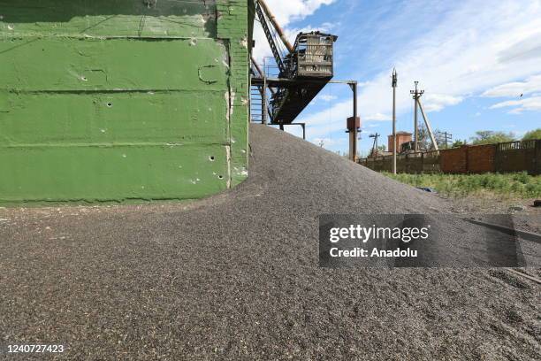 View silo where sunflower seeds stored as Ukrainian-Russian war continues in Orikhiv, Zaporizhzhia Oblast, Ukraine on May 17, 2022.