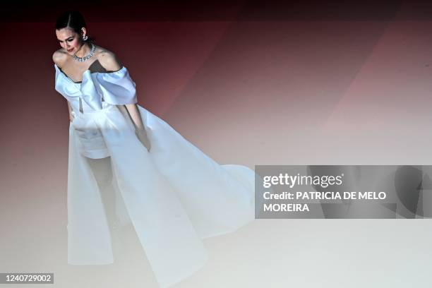 German actress Emilia Schuele arrives to attend the screening of "Final Cut " ahead of the opening ceremony of the 75th edition of the Cannes Film...