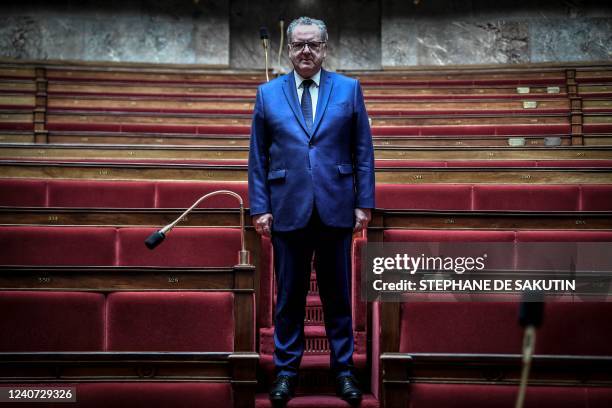 President of the French National Assembly Richard Ferrand poses during a photo session at the French National Assembly in Paris on May 17, 2022.