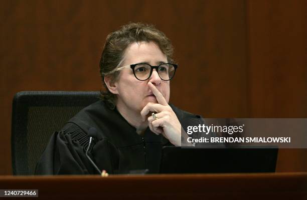 Judge Penney Azcarate listens in the courtroom at the Fairfax County Circuit Courthouse in Fairfax, Virginia, on May 17, 2022. - Actor Johnny Depp is...