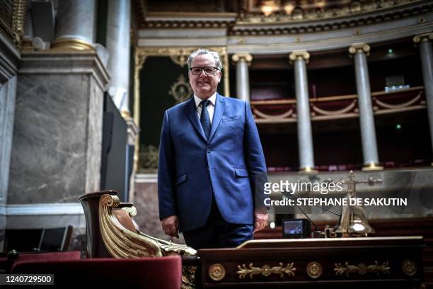 President of the French National Assembly Richard Ferrand poses during a photo session at the French National Assembly in Paris on May 17, 2022.