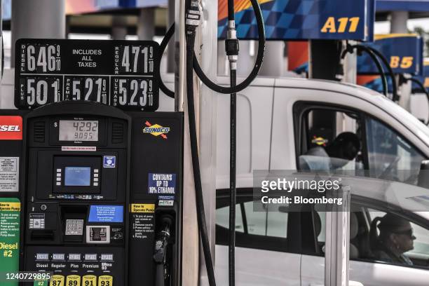 Fuel prices at a gas station in Woodbridge, New Jersey, U.S., on Tuesday, May 17, 2022. From record prices to blowout spreads and falling stockpiles,...