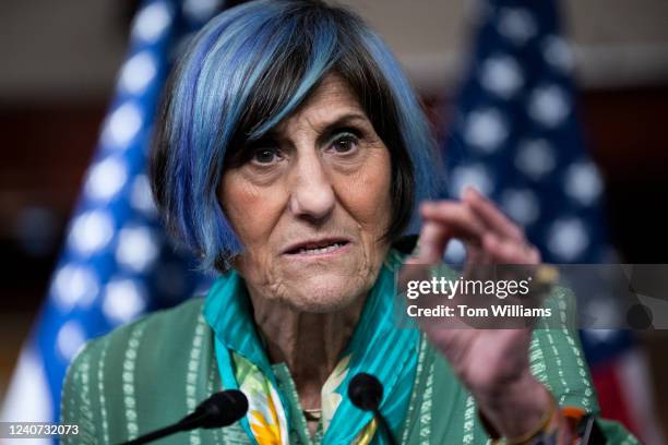 Rep. Rosa DeLauro, D-Conn., conducts a news conference in the Capitol Visitor Center on legislation to address the baby formula shortage, on Tuesday,...