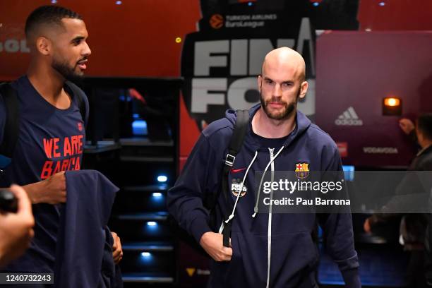 Nick Calathes, #99 of FC Barcelona during the during the 2022 Turkish Airlines EuroLeague Final Four Belgrade FC Barcelona Arrival at Crowne Plaza...