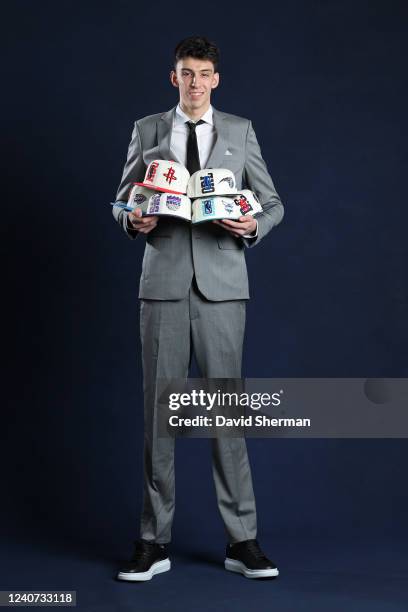 Prospect, Chet Holmgren poses for a portrait during the 2022 NBA Draft Lottery at McCormick Place on May 17, 2022 in Chicago, Illinois. NOTE TO USER:...