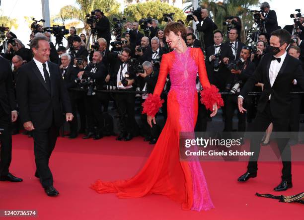Vincent Lindon and Rebecca Hall attend the screening of "Final Cut " and opening ceremony red carpet for the 75th annual Cannes film festival at...