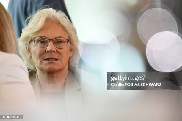 German Defence Minister Christine Lambrecht is pictured at the start of the weekly cabinet meeting at the Chancellery in Berlin on May 18, 2022.