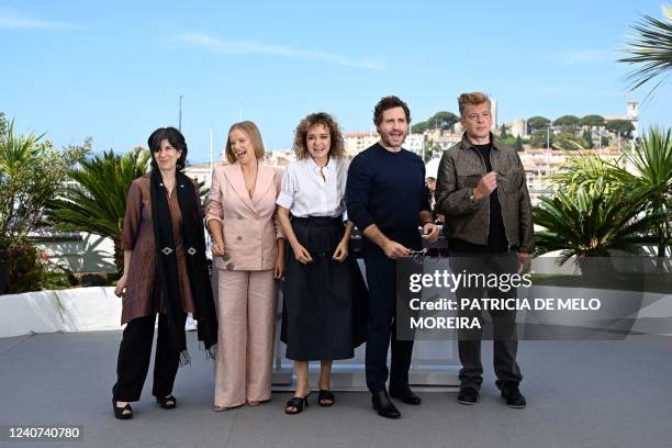 Italian actress, director and President of the Un Certain Regard Jury Valeria Golino poses with jury members US director Debra Granik, Polish actress...