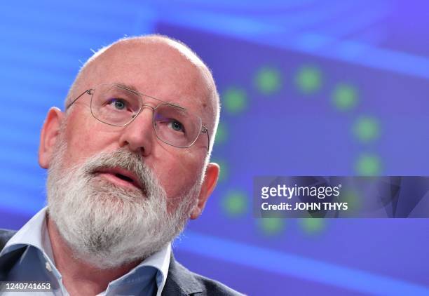 European Commission vice-president in charge for European green deal Frans Timmermans speaks on the Commission's proposals on the topic of...