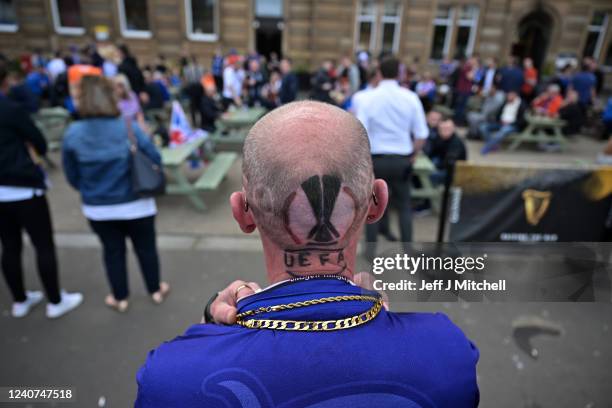 Rangers fans enjoy the atmosphere before the UEFA Europa League Final on May 18, 2022 in Glasgow, Scotland. Eintracht Frankfurt will face Rangers FC...